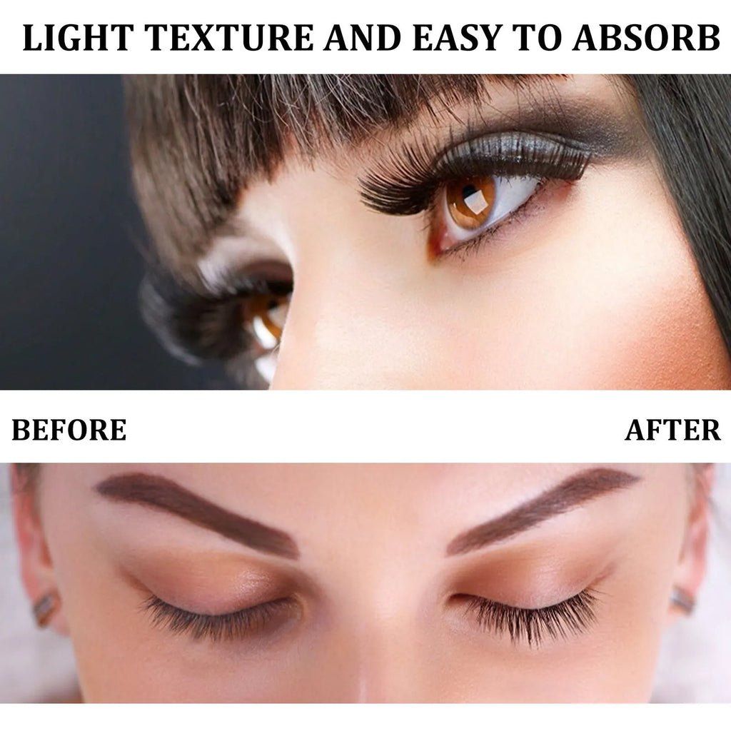 3 ml bottle of black eyelash growth serum with a brush applicator.