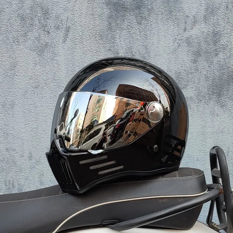 Harley retro motorcycle helmet in cement gray with silver plating, half-shell design for men and women