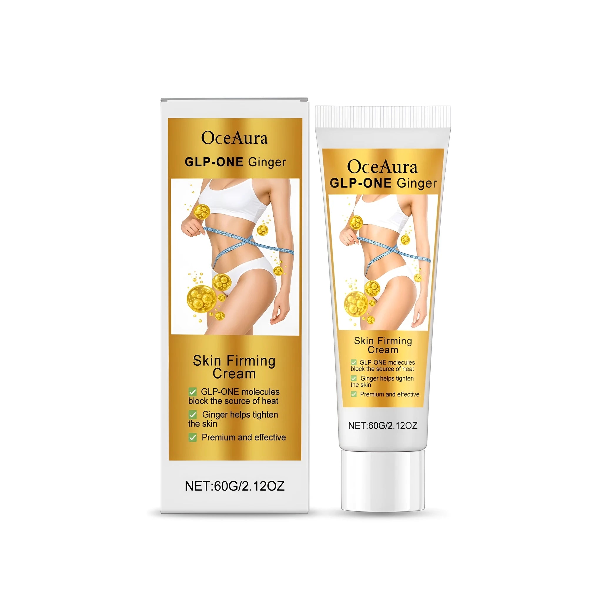 Glp-One Ginger Skin Firming Cream 60g jar, a face cream for firmness with ginger root oil and peptide.
