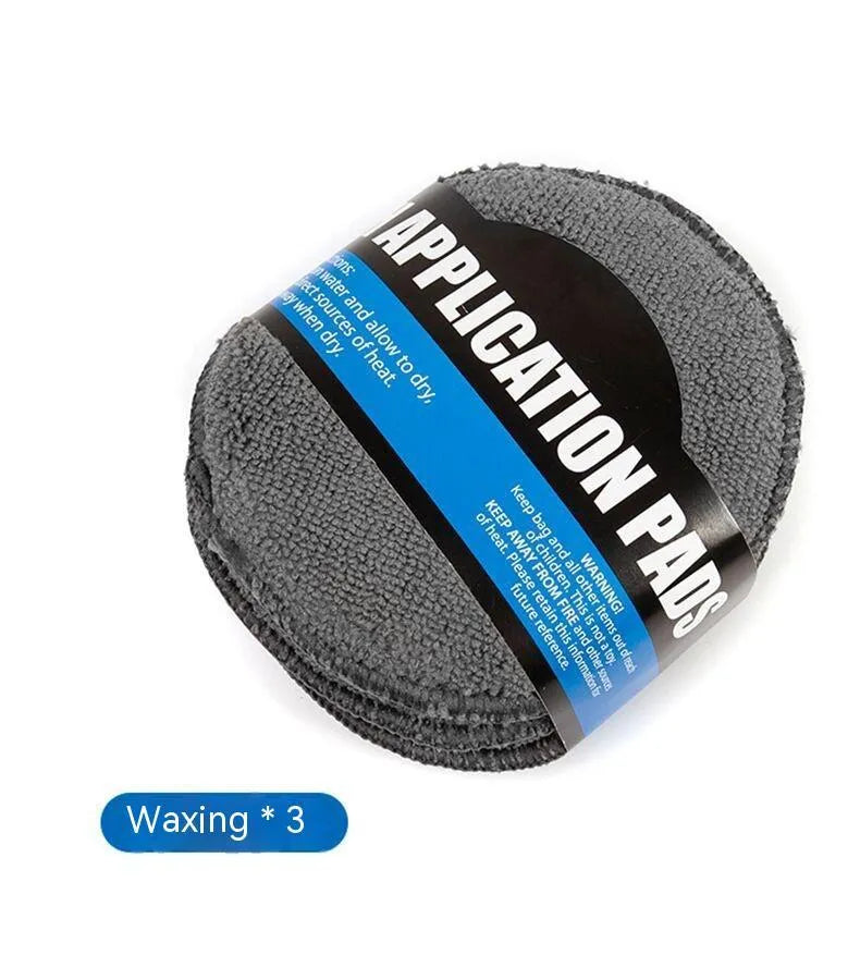 9-piece grey microfiber car wash set with gloves, sponge, tire brush, waxing wipes, and towels