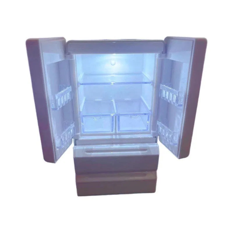 Small white plastic miniature model with internal LED light on, showing dimensions of 11.4cm height.