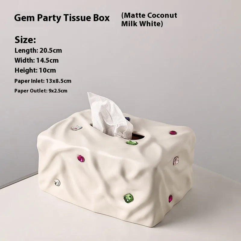 Matte coconut milk white ceramic tissue box with light luxury design