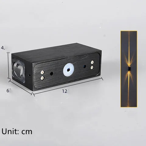 Exterior wall spotlight with aluminium shade and PMMA lens, black light body, 4W warm light option