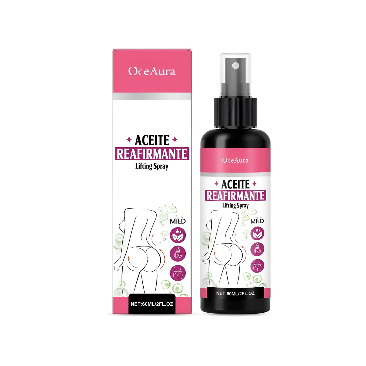 60ml Hip Lift Firming Spray bottle with ginger extract and glycerin body mist