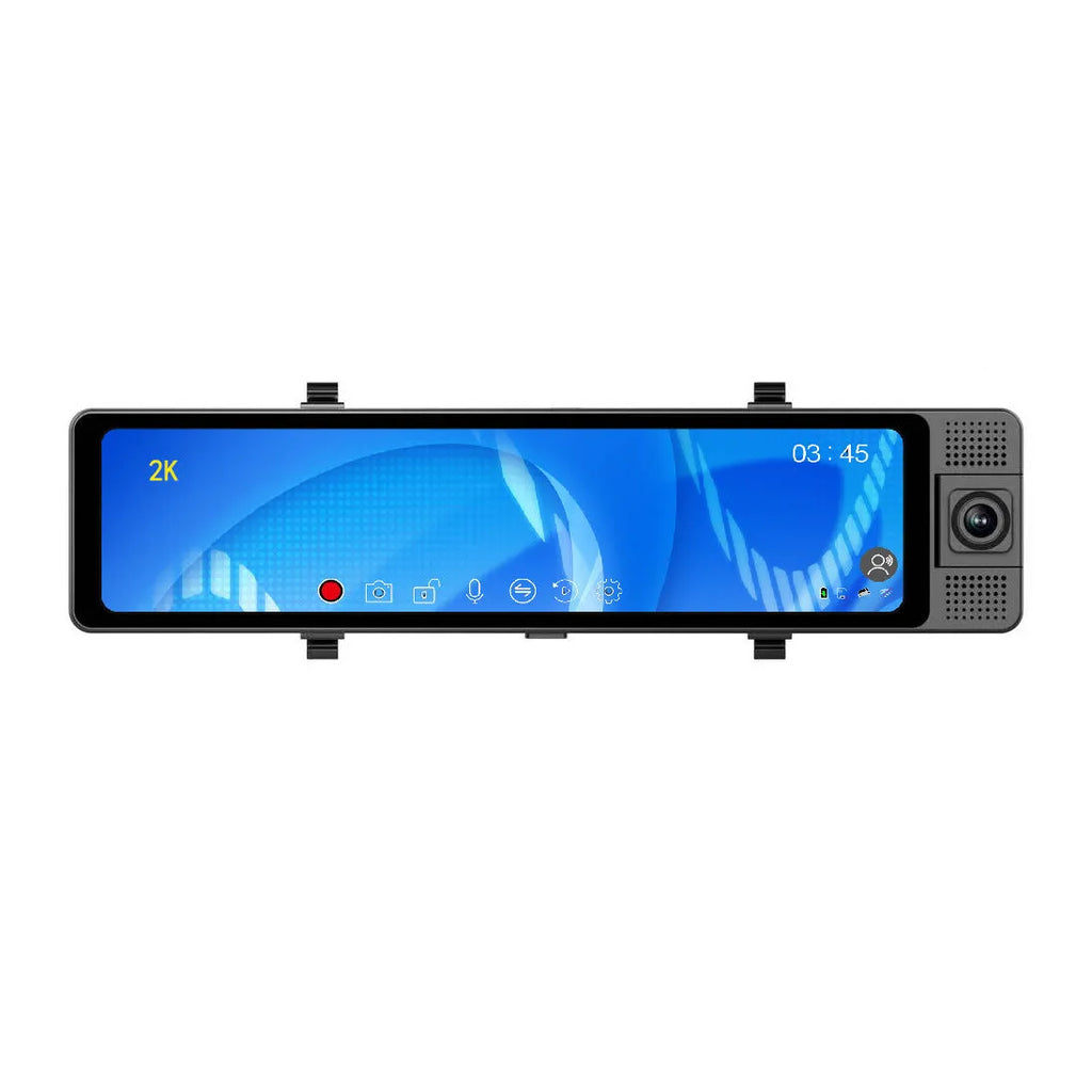 12-inch car dash cam system with touchscreen, triple-lens recording and reversing camera display