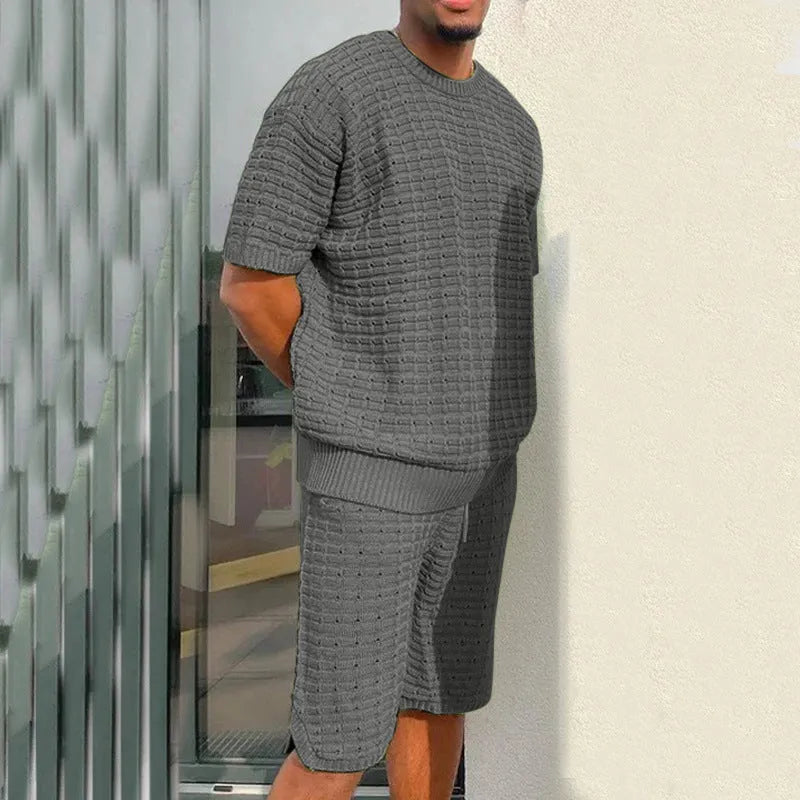 Men's loose hippie summer shirt and shorts set in polyester, available in five colours and sizes S to 3XL