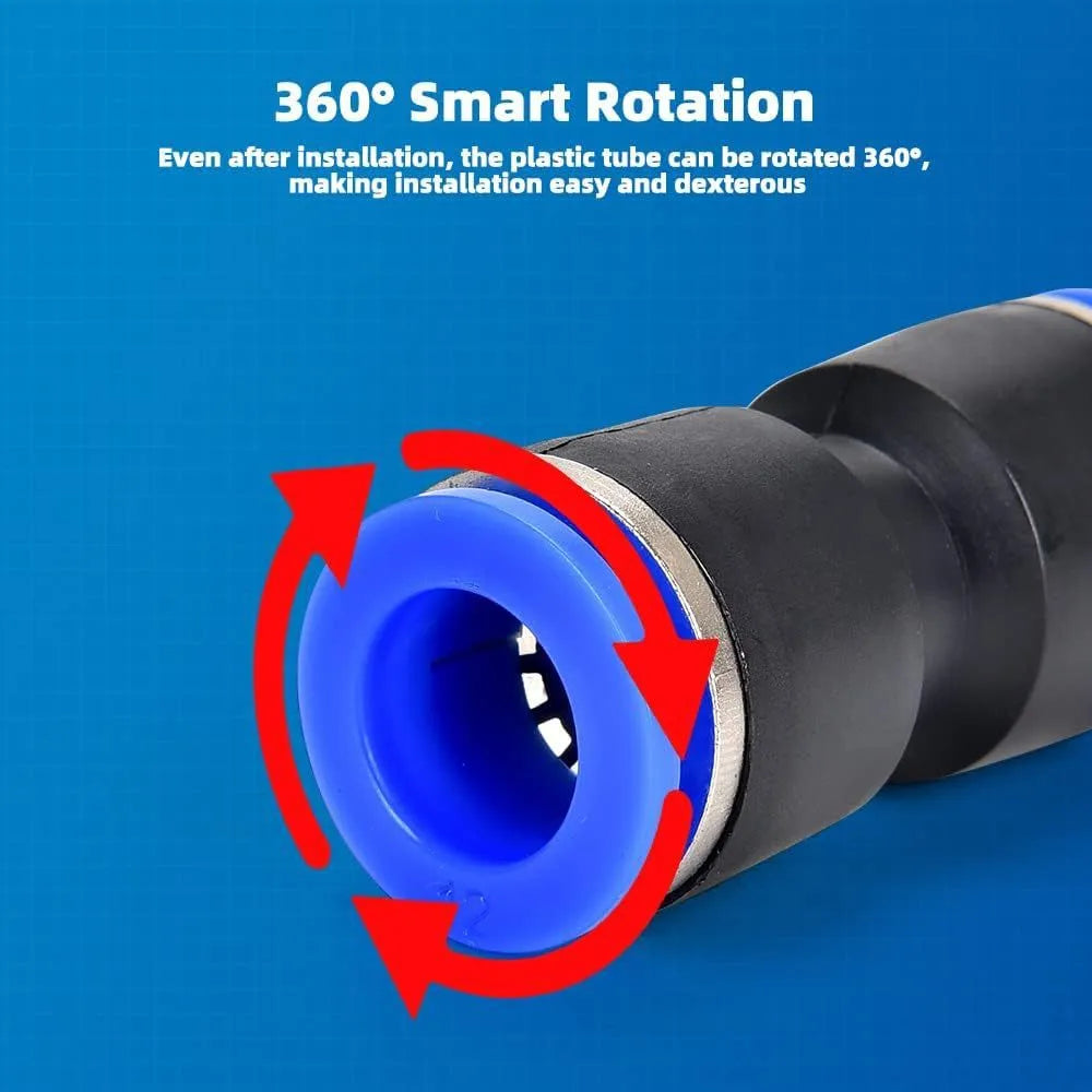 60-piece pneumatic push-in connector kit with R1/4 and R1/2 alloy plastic fittings