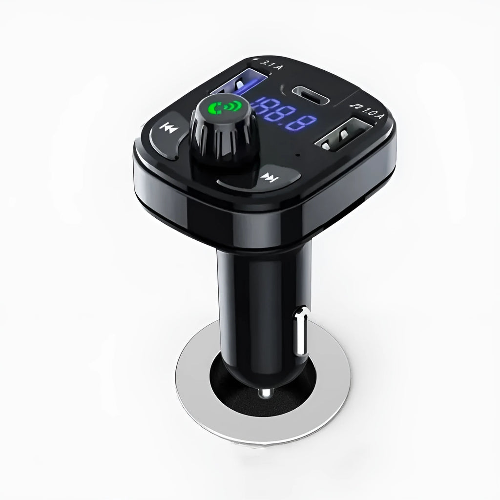 Portable Home F17 black car charger Bluetooth receiver with FM transmitter and USB ports