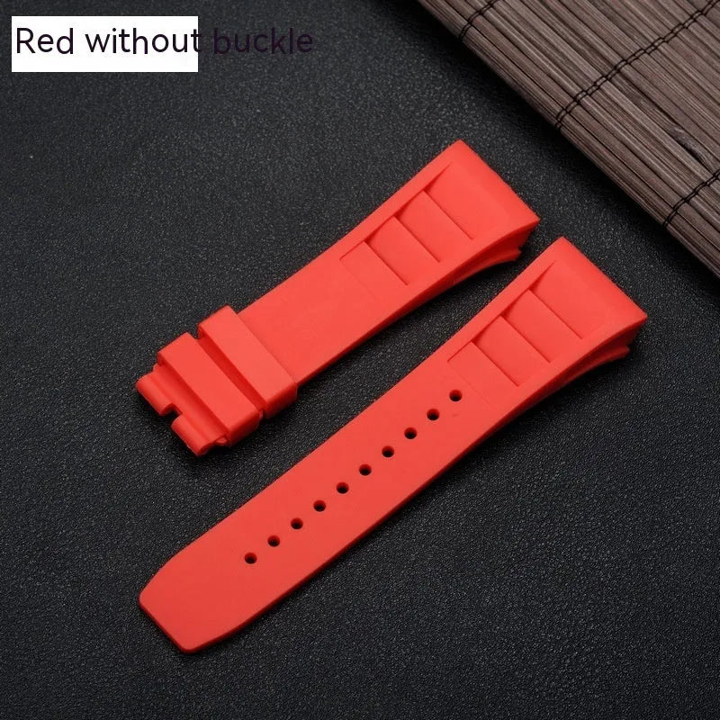 Punk style silicone watch band replacement in black with 25mm strap ear width