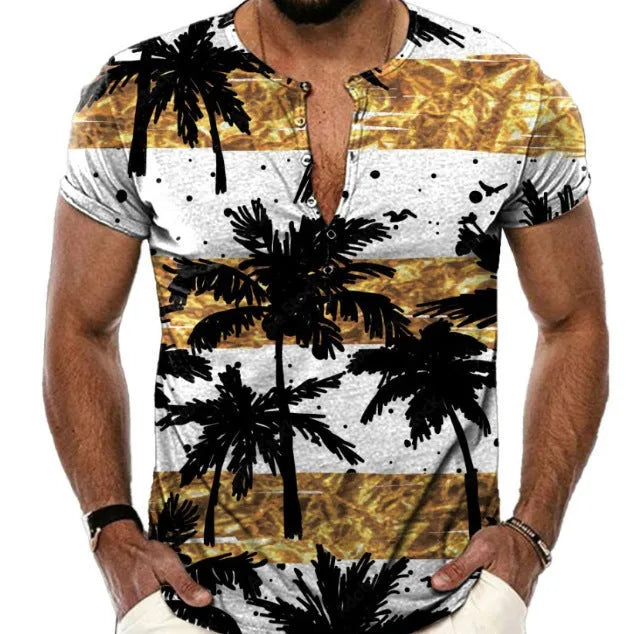 Men's short sleeve casual shirt with lapel button collar in polyester bird's eye cloth for summer sports