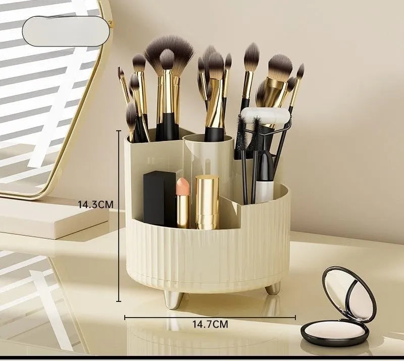 Rotating cosmetics storage box organiser for make-up brushes and lipsticks in modern simple style