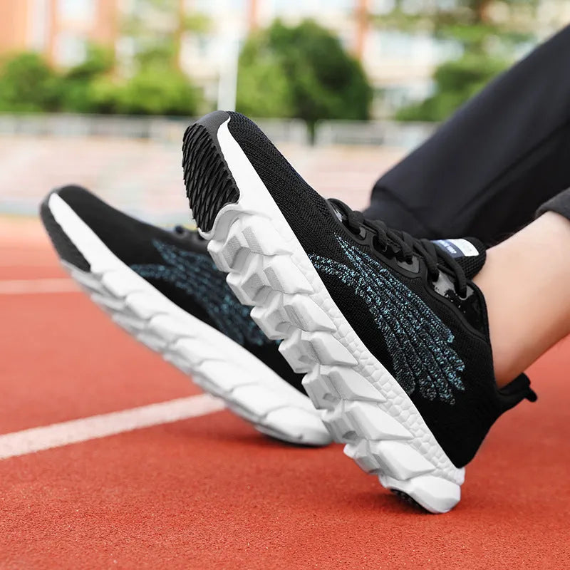 Women's black and white casual running sneakers with cross strap design and MD sole