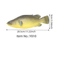 Detailed PU simulated fish ornament in yellow-fin tuna colour on a plain background.