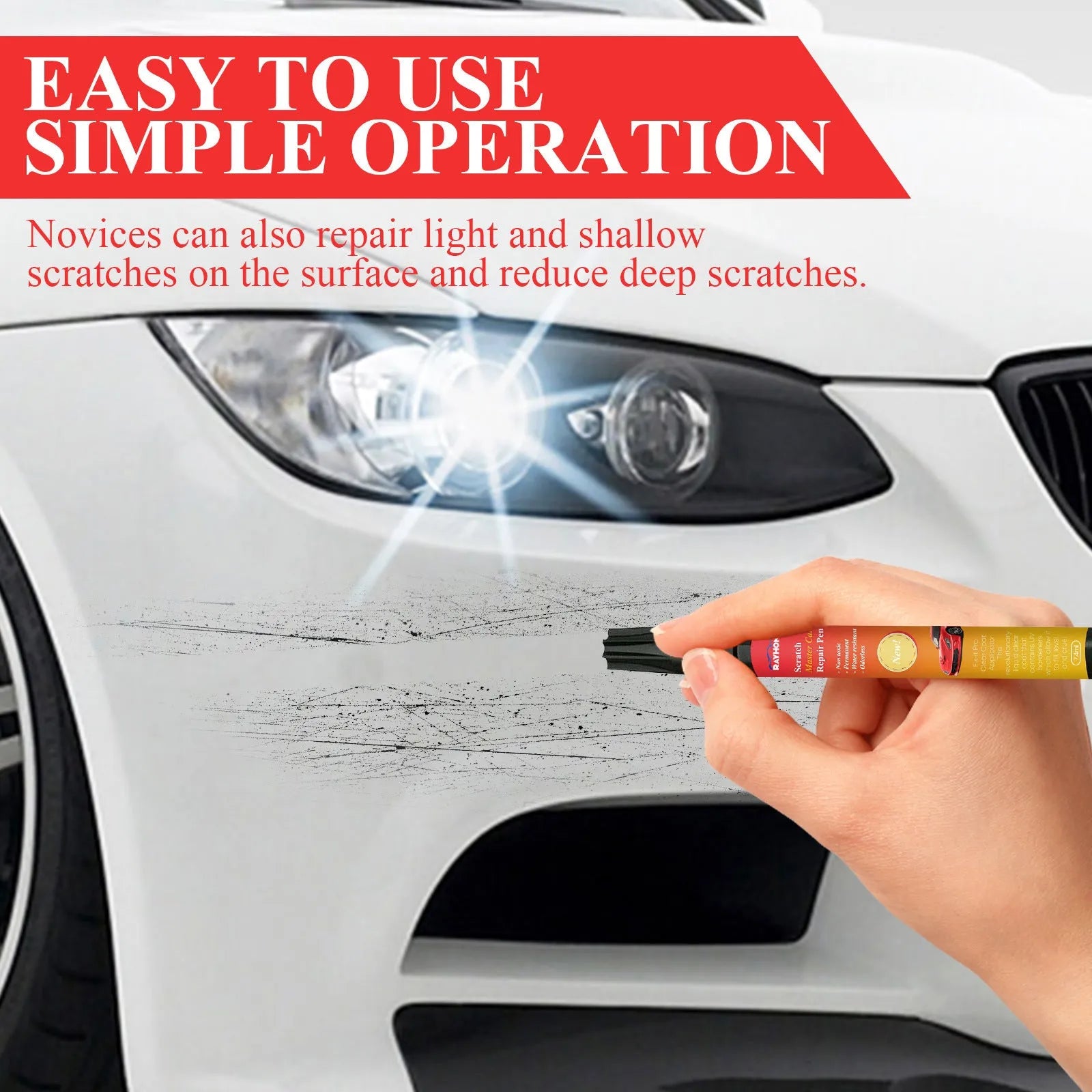 Car scratch repair pen 7.4ml UV curing formula for paint touch ups