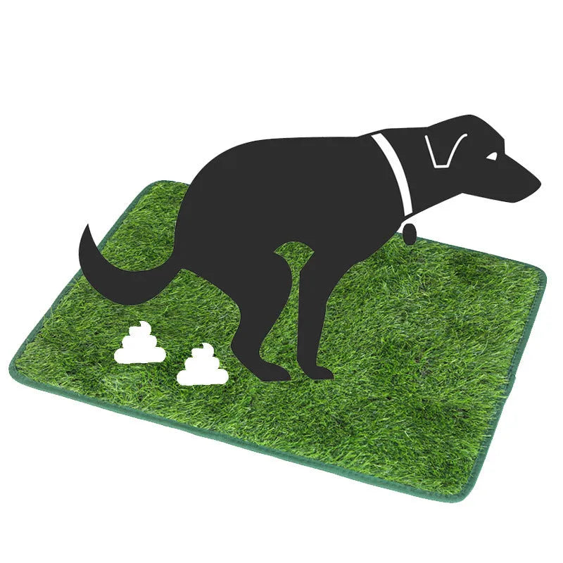 Washable artificial grass dog toilet training mat shown in small, medium, and large size options.