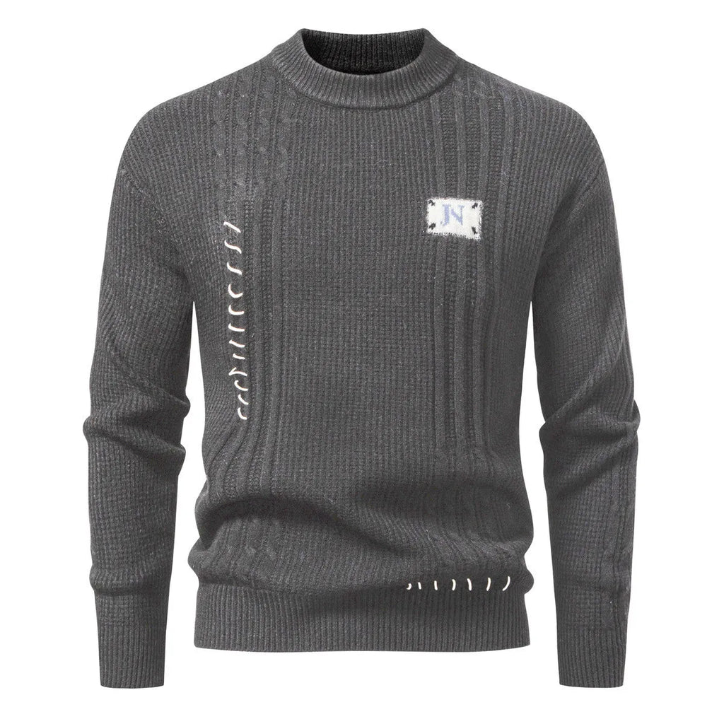 Men's loose fit pullover sweater in beige, Modal and rabbit hair blend, ribbed hem, available in sizes M to 3XL