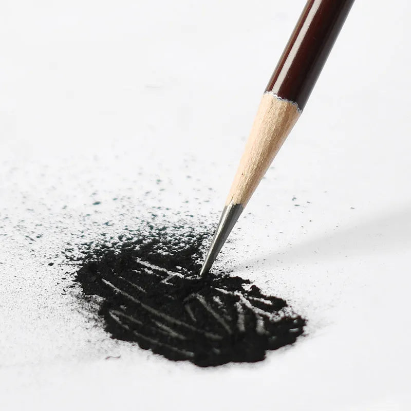 Children's art sketching soft charcoal pencil set with mixed lead grades HB to EE, rolling soft carbon style
