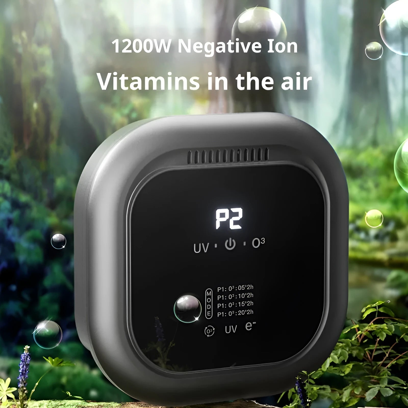Black wall-mounted ozone air purifier with anion and aromatherapy for pet odour removal in rooms 31-40 sqm