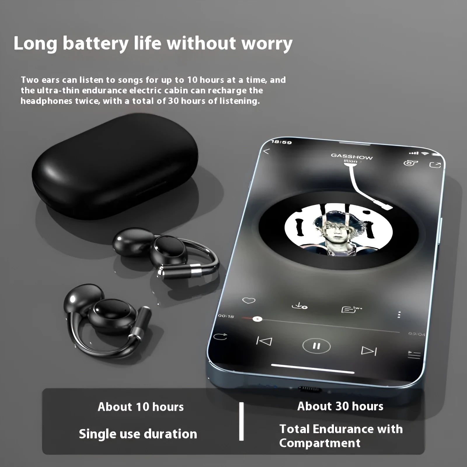 YYK-880 ear-mounted sports Bluetooth headset with digital display, black and orange colour