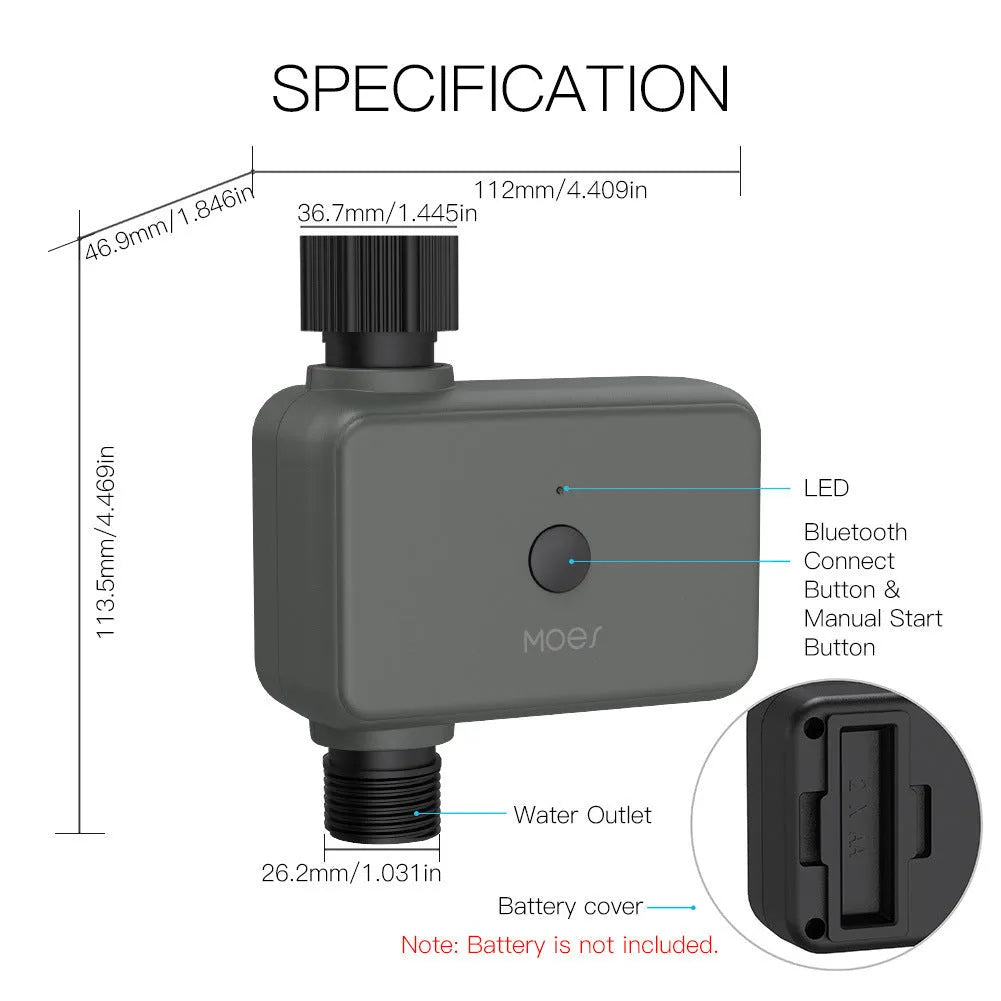 Bluetooth garden irrigation timer with smartphone app control for automated watering systems