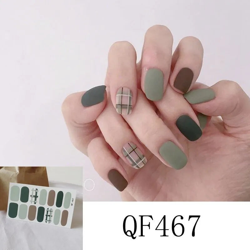 3D diamond waterproof nail stickers for pregnant women, 14 full coverage stickers per pack, multiple colour styles