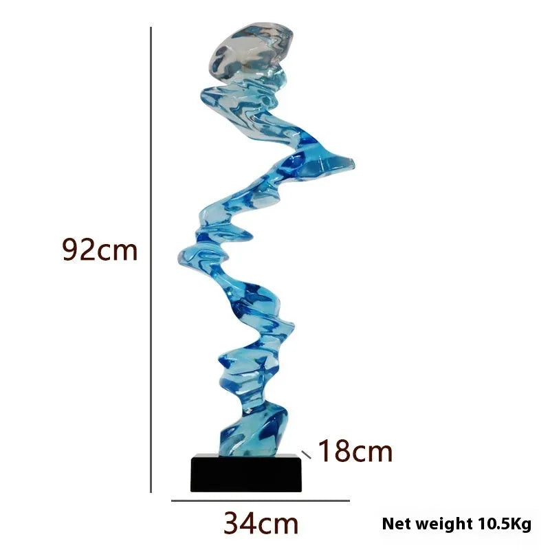 Abstract still life sculpture in natural resin with modern minimalist design for hallway hotel living room decor
