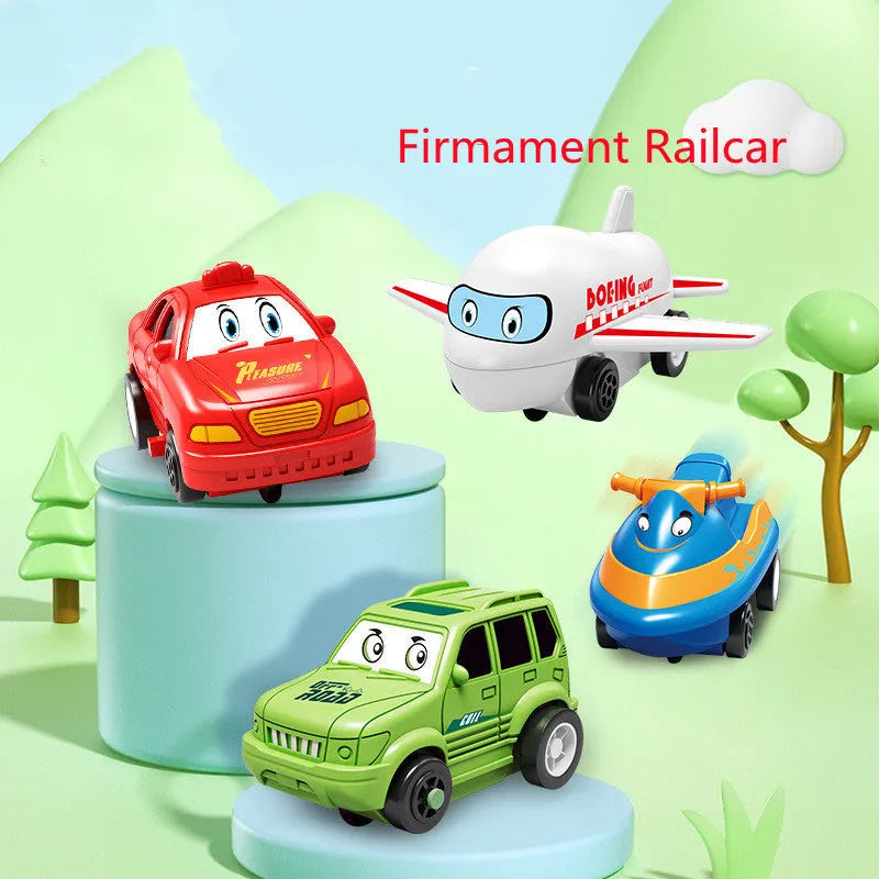 Children puzzle electric railroad speeder DIY assembly track set with automatic car and plastic pieces in multiple themes