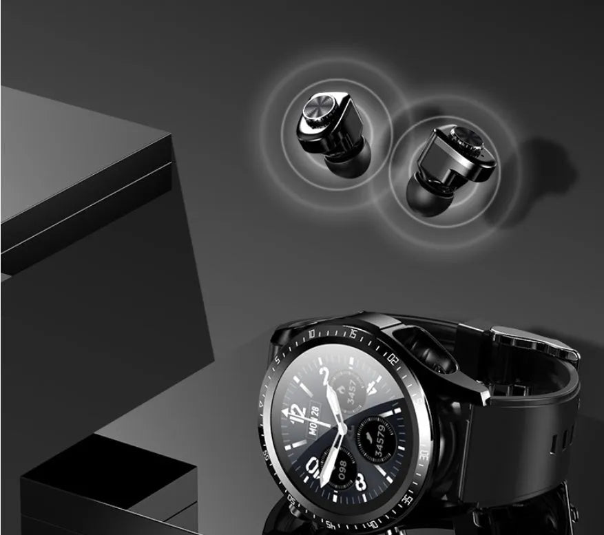 Black smart watch with blood pressure monitoring on a silicone wrist strap