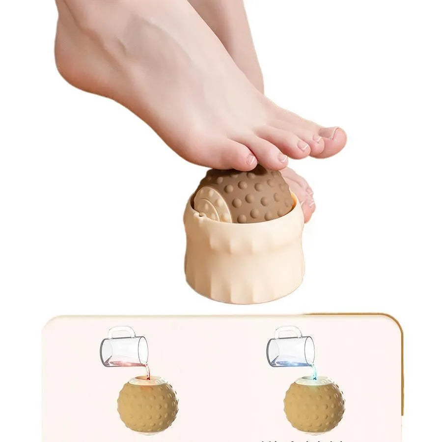 Massage ball set with cold and hot compress function in caramel mocha and green colours