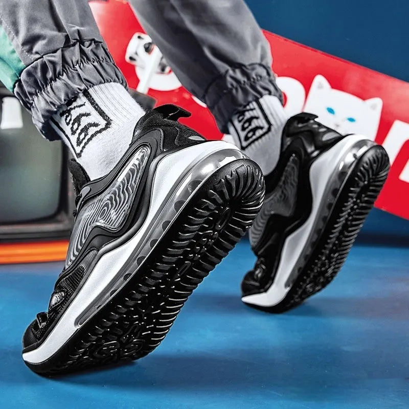 Men's height increasing casual shoes with air cushion technology in Space Black or Space White colours