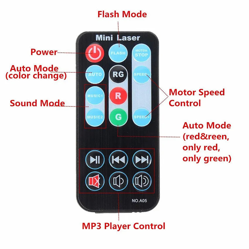 30W red and green laser party light with voice control and mounting bracket