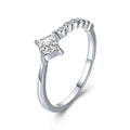 Sterling silver geometric ring with gold-plated inlaid gems, adjustable US sizes 5-9, silver colour