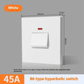 Curved rack high-power electrical switch with light panel in gold, grey, or white.