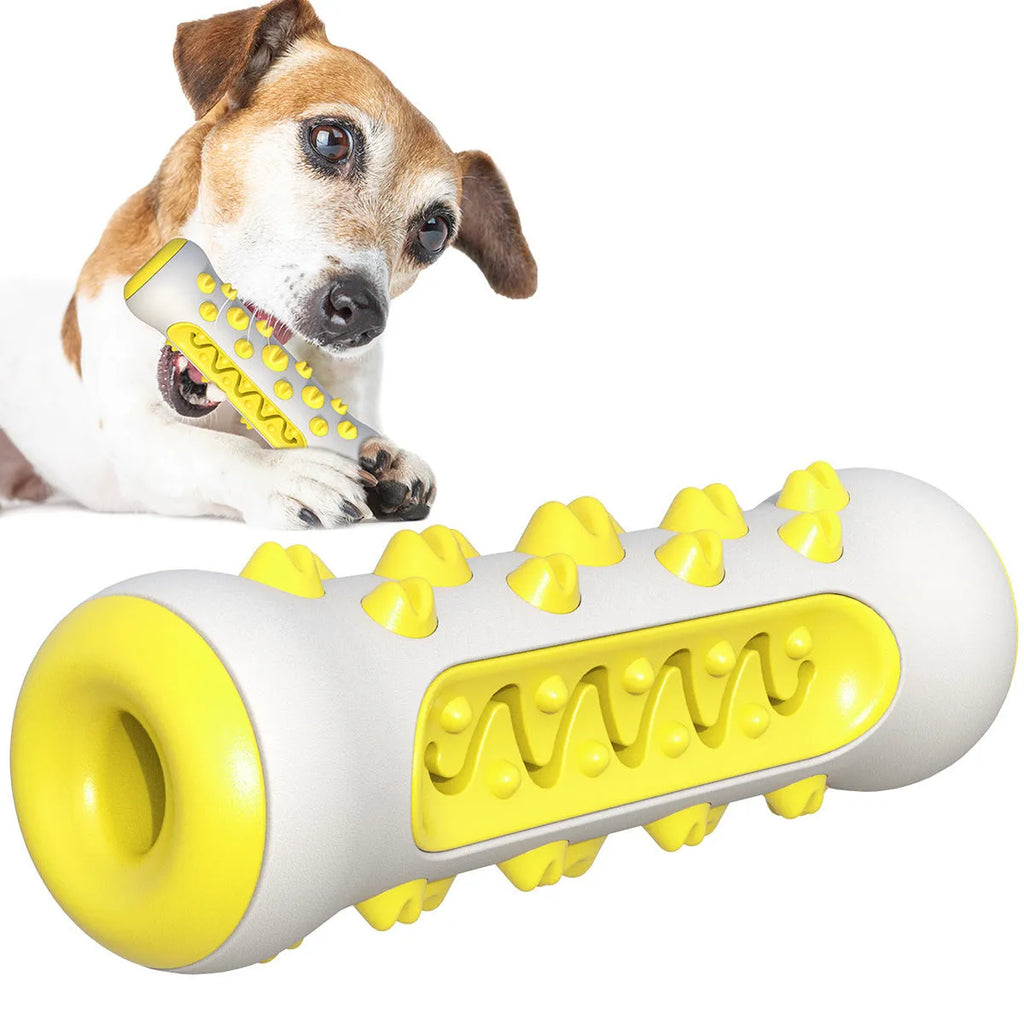 Natural rubber dog dental chew toy for teeth cleaning and tartar removal in blue colour