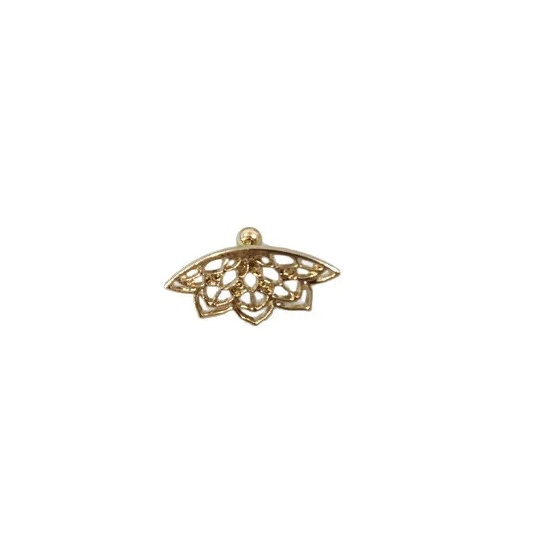 Spider web geometric mesh stud earrings in gold or silver electroplated metal for horror Halloween jewellery