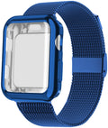 Silver Milanese loop metal strap with magnetic clasp attached to an Apple Watch on a wrist.
