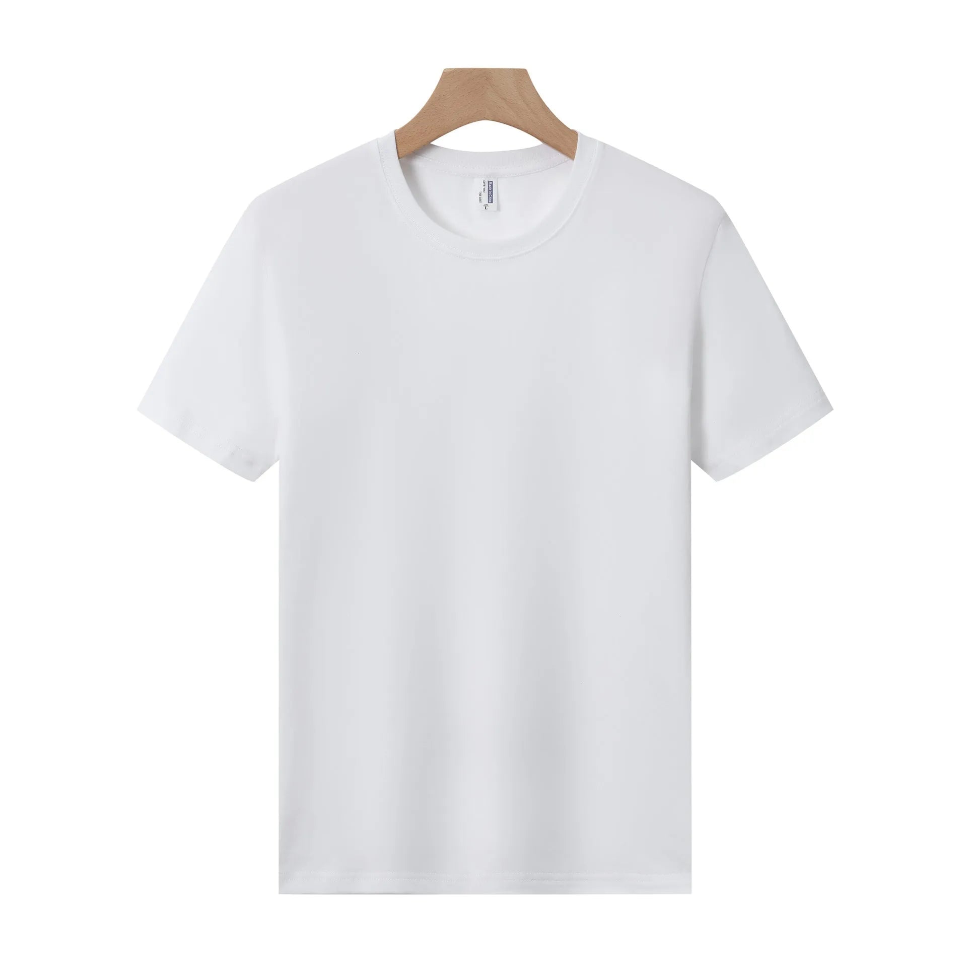 A loose-fit, thick cotton T-shirt in a solid colour, shown on a hanger.