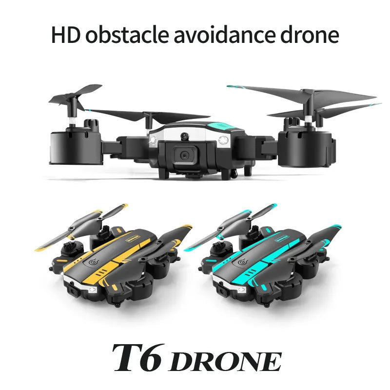 T6 folding UAV HD aerial photography four-axis remote control helicopter in blue with double lens