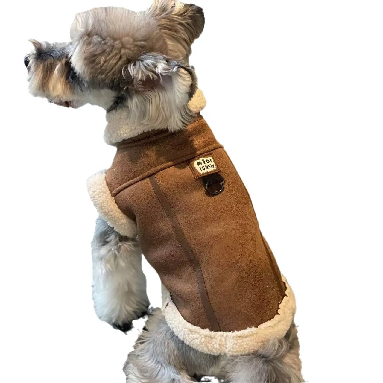 Dog fleece lined coat in Chinese parasol colour vest with peach skin fabric and lamb wool style