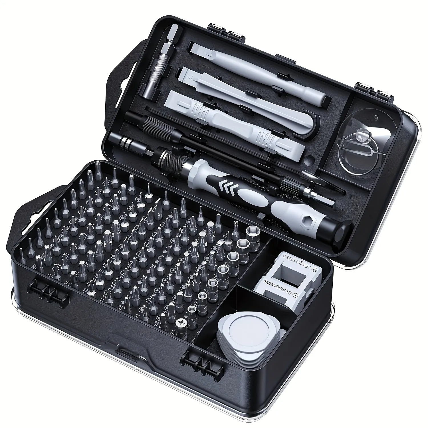 115-in-one manual screwdriver tool set with carbon steel cutter head and 90mm bar on a flat surface