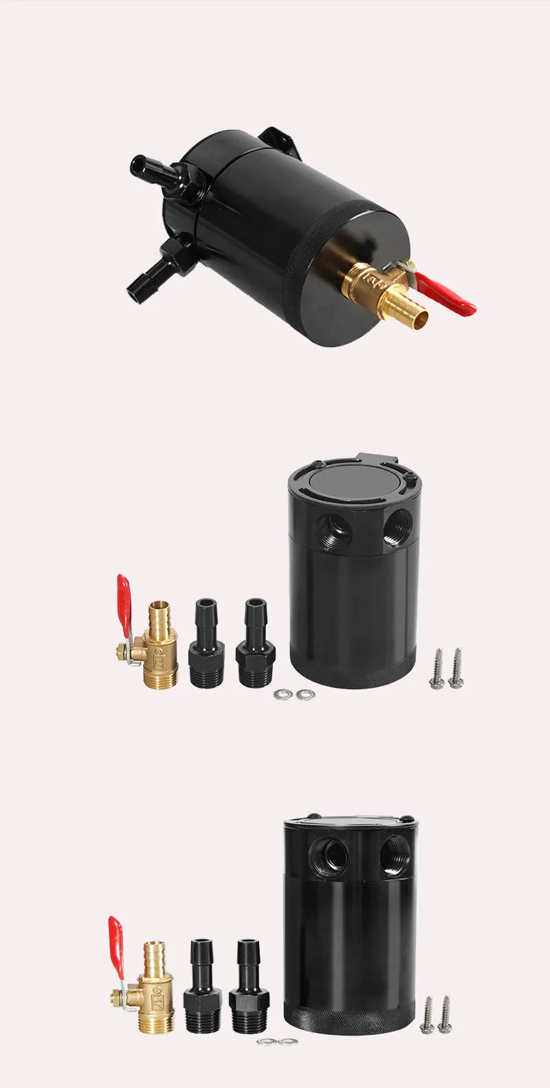 Aluminium automotive machine oil pot with two-hole design and oil-free valve