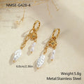 Baroque pearl earrings with geometric star frame, 18K plated stainless steel, six colour options for women