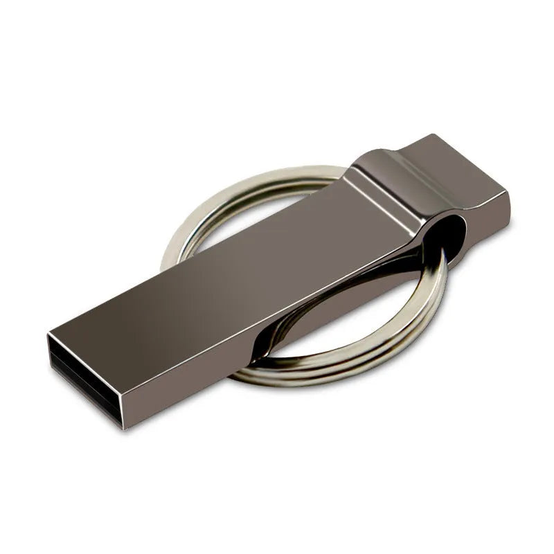 Silver 32GB USB 2.0 metal U Disk with necklace attachment and write protection switch