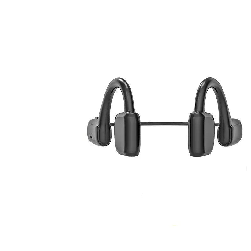 G1 wireless sports Bluetooth headset in black with earless design and split key controls on a white background