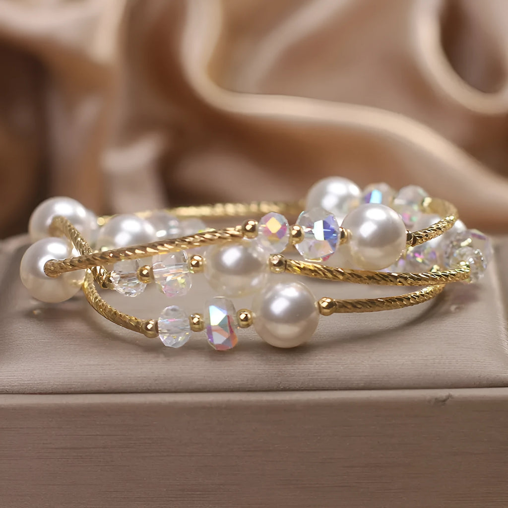 Women's agate multi-layer winding bracelet in white ethnic style
