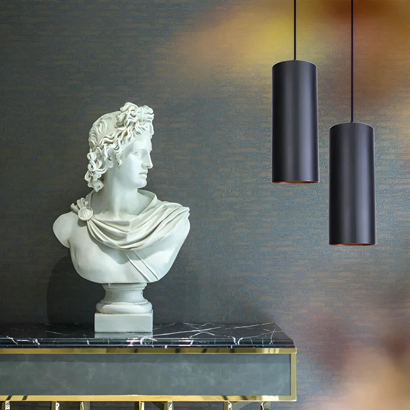 Retro industrial cage chandelier with matte black iron finish, shown in short and long pendant versions.