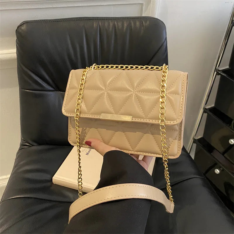 Women's casual retro messenger bag in PU leather, horizontal square shape, stitching details, available in six colours including black and khaki