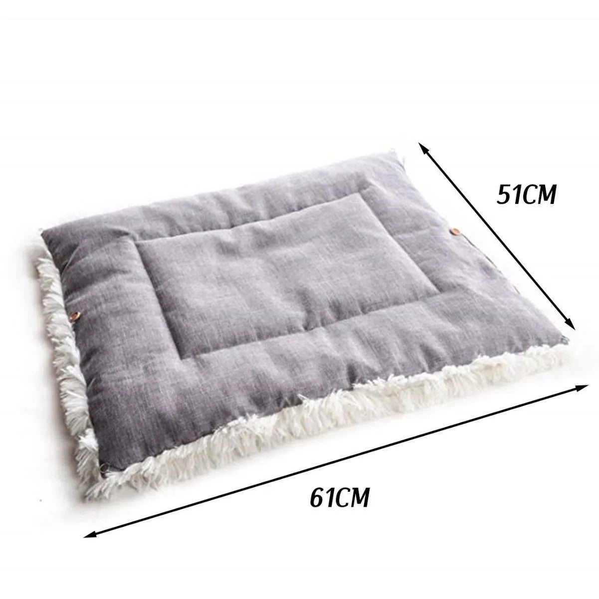 Grey pet blanket nest with long fluffy plush and black non-slip bottom for cats and dogs