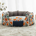 Round kennel dog mattress in contrast diamond lattice pattern, winter warm, removable washable cloth cover, size S