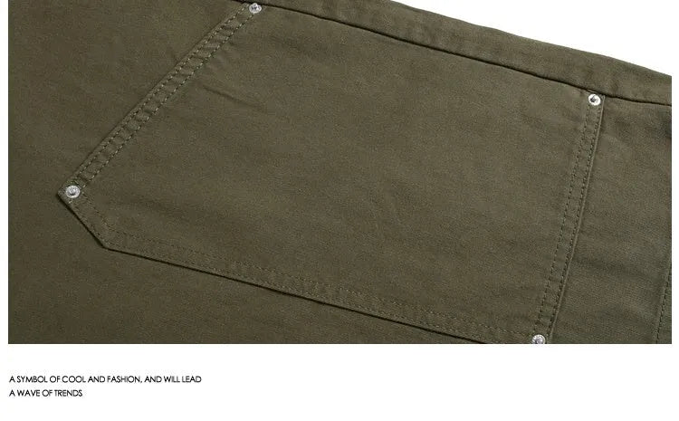 Cropped workwear pants in wide-leg design showing apricot, red, and army green colour options
